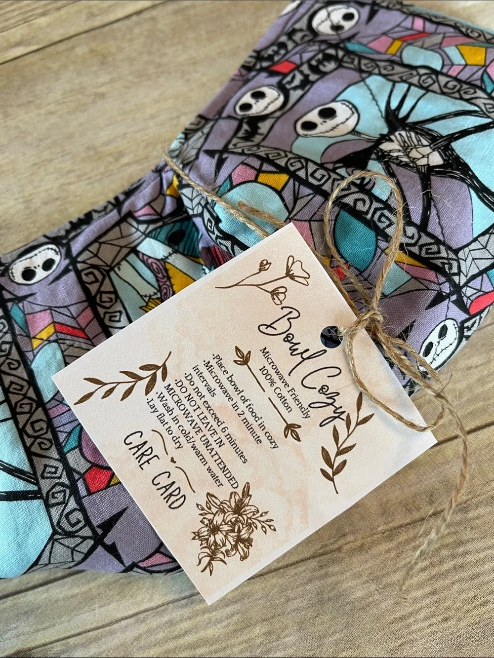 Microwave Bowl Cozy Halloween Fun Reversible All Cotton Jack & Sally